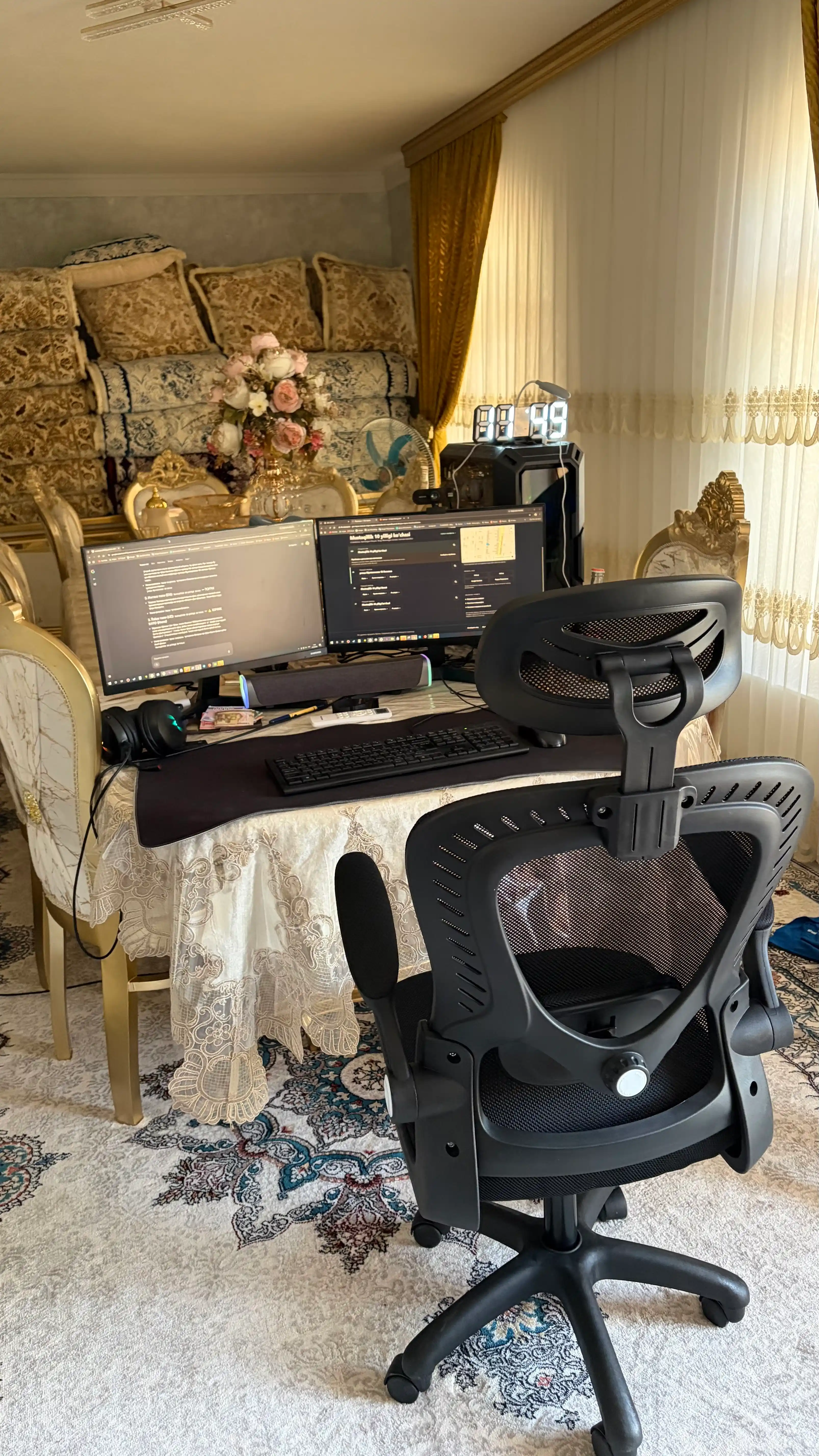 Ofis kreslosi, geymerlar uchun, ergonomik, sozlanadigan suyanchiq, bosh uchun taglik