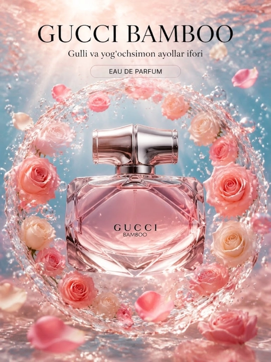 Gucci Bamboo ayollar atiri, gulli va yog‘ochsimon ifor, 3–100 ml
