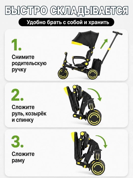 Детский велосипед 9 в 1, регулируемая ручка, двустороннее сиденье, PU-колёса