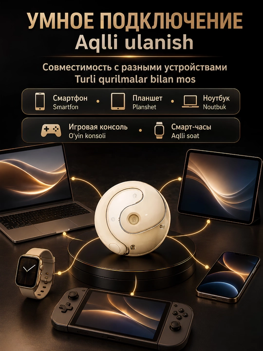 Simsiz quloqchinlar Bluetooth 5.4, sensorli naushnik mikrofonli iPhone Android uchun