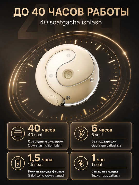 Simsiz quloqchinlar Bluetooth 5.4, sensorli naushnik mikrofonli iPhone Android uchun