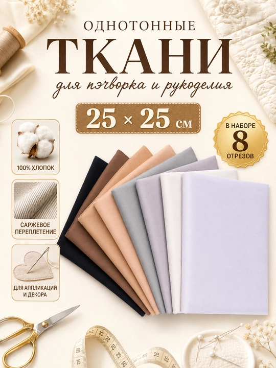 Набор хлопковых тканей для пэчворка, шитья и рукоделия - 