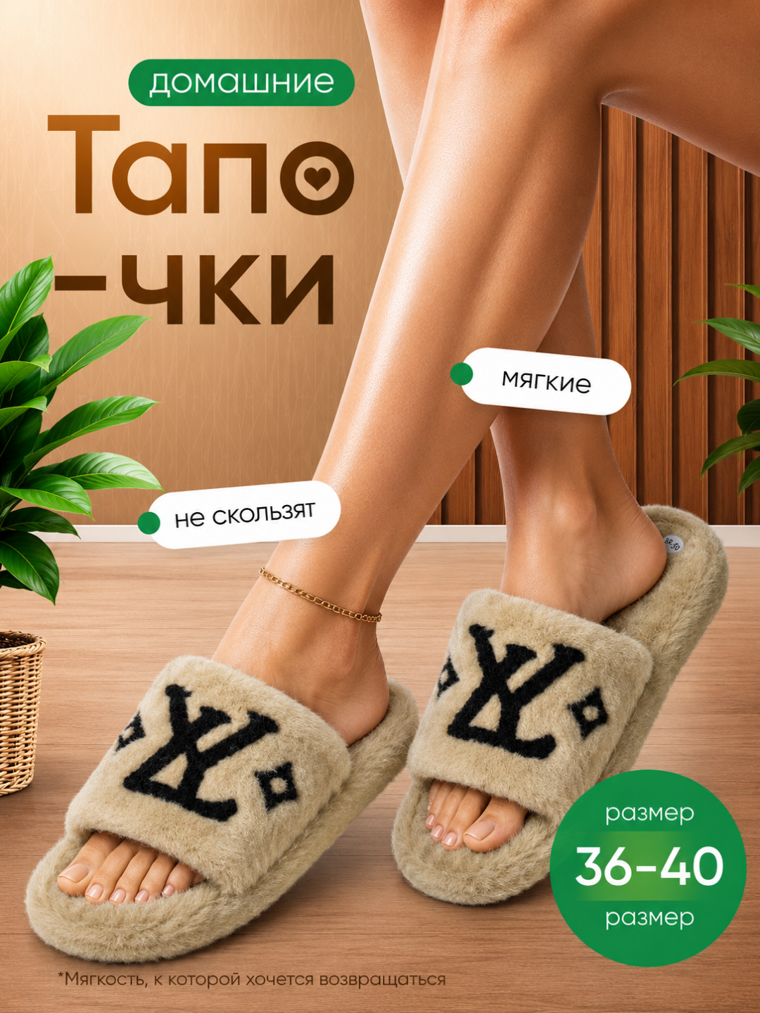 Ayollar shippaklari, Uy uchun shippaklar,Yumshoq shippaklar, Irinka kashtali, Gezer - 
