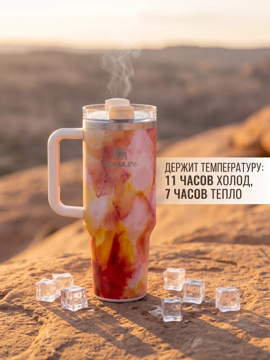 Термокружка Stanley с трубочкой и ручкой для напитков