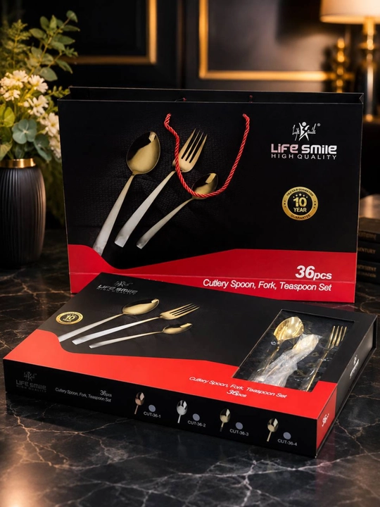 Life Smile Premium 36 qismli stol anjomlari to‘plami, qoshiq va vilka - 