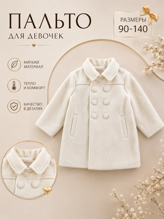 Пальто для девочки, тёплое
