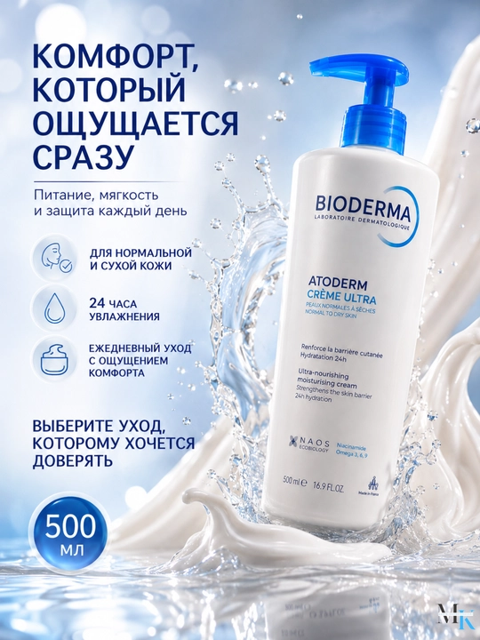 Увлажняющий крем для сухой и очень сухой кожи лица и тела 500ml