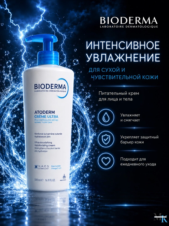 Увлажняющий крем для сухой и очень сухой кожи лица и тела 500ml