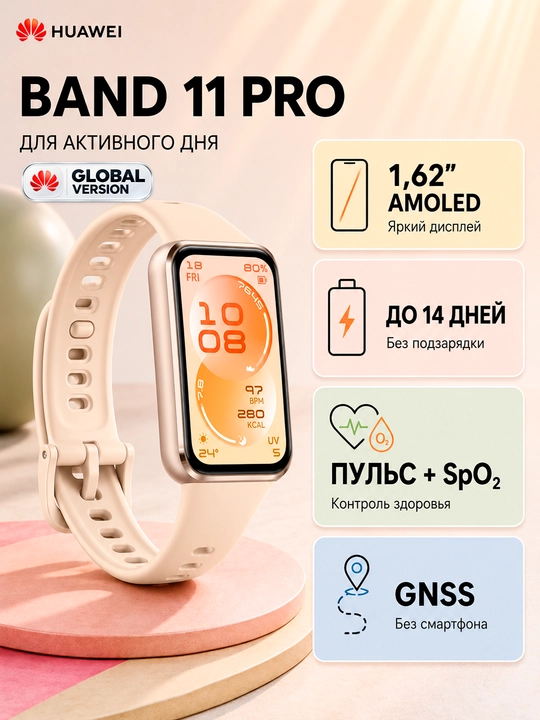 Fitnes bilaguzuk HUAWEI Band 11 AMOLED Bluetooth 6.0 14 kun avtonom ishlash 5ATM - 