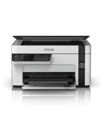 MFU Epson M2120 purkovchi, 3 in 1, Wi-Fi, siyoh idishli, LCD displey, 15 bet/daq, oq-qora, A4, oq - 