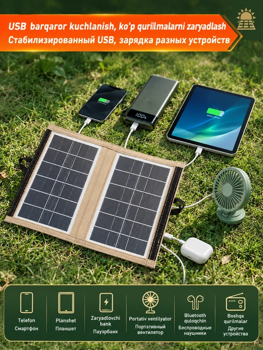 Quyosh paneli 6 V / 7 Vt, Portativ buklanadigan quyosh paneli CL-670