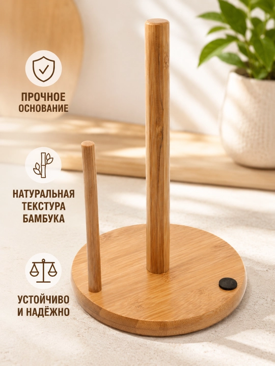 Держатель для бумажных полотенец из бамбука, настольная подставка для дома и кухни