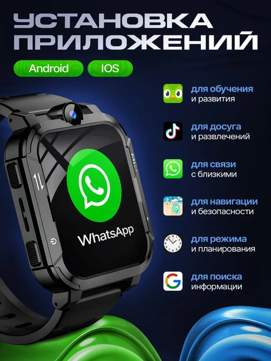 Смарт часы 4G Умные Детские GPS (LBS) с видеозвонком и SIM