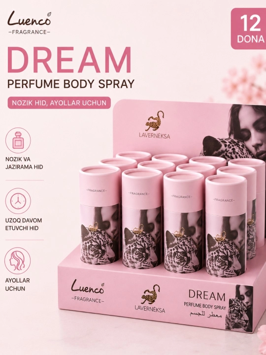 Luenco Dream ayollar uchun parfyumeriya body spray nozik yoqimli xushbo‘y tana spreyi