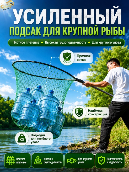Подсак рыболовный телескопический складной сачок для рыбалки - 