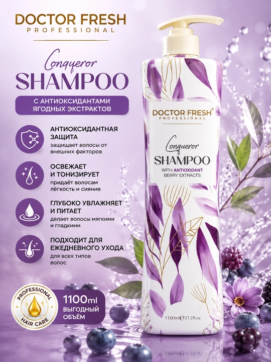Doctor Fresh shampunlari, barcha sochlar uchun mos keladi, 1100 ml - 