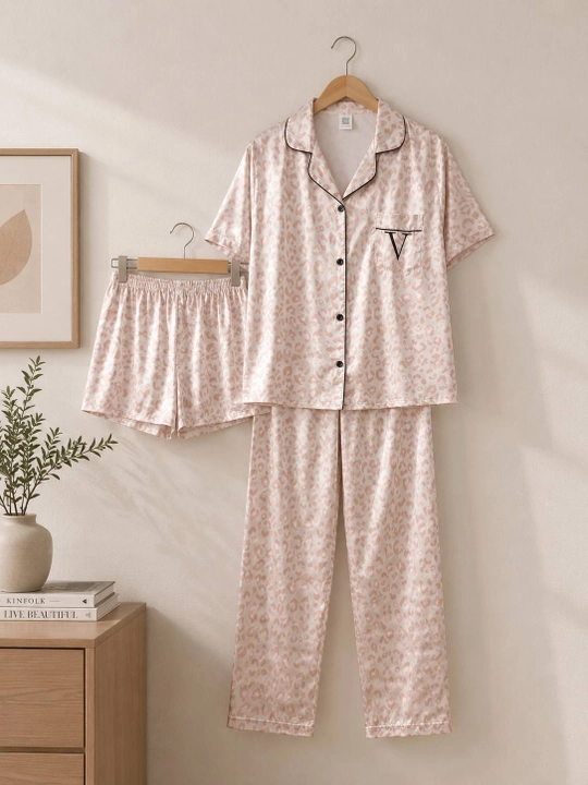 Gepard gulli pijama komplekti qizlar ushun.(3 v 1 ), Xitoy mahsuloti, o'lcham: M, L, XL