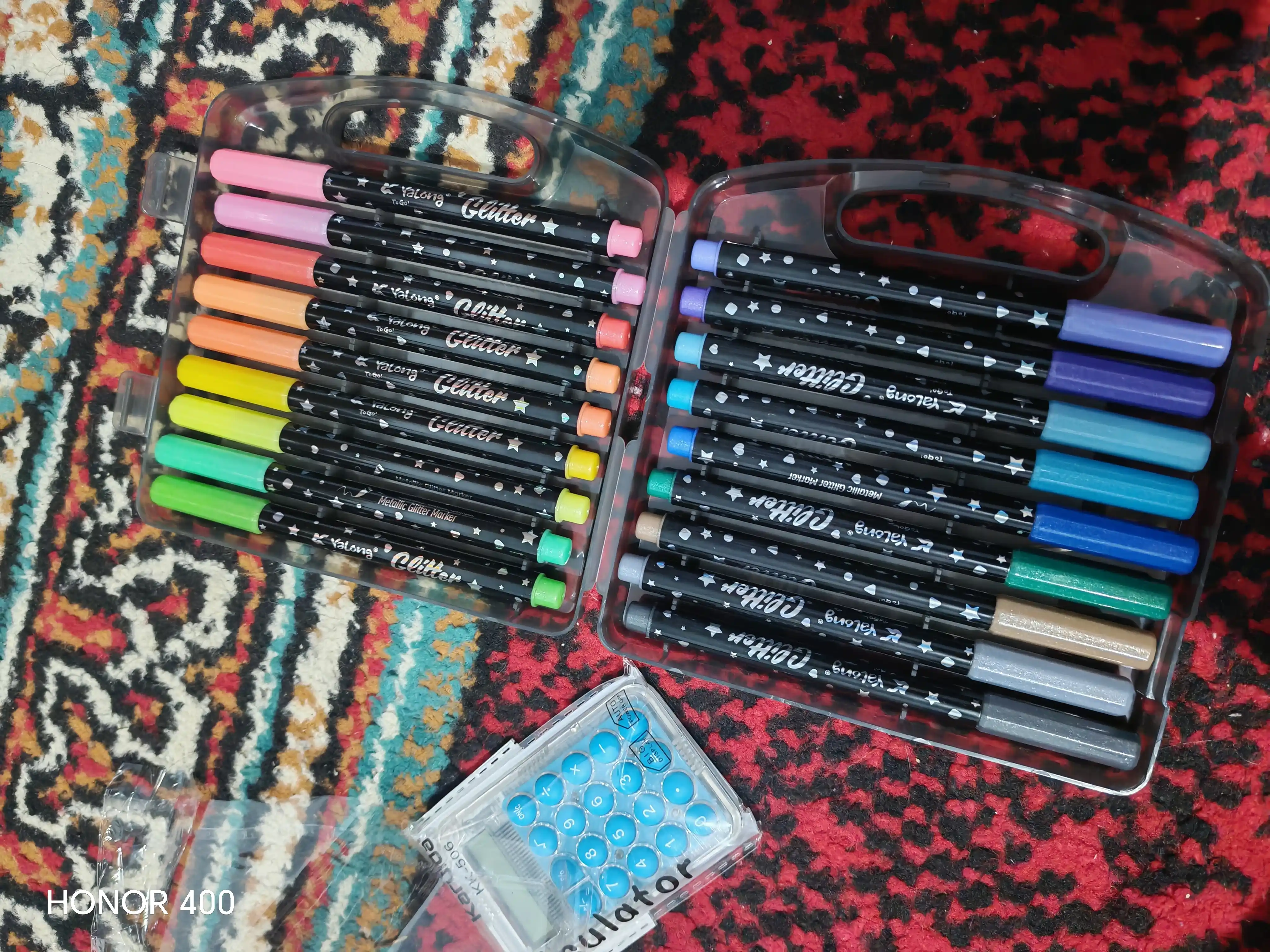 Glitter marker zarli flomasterlar, 12 ta rangli flomaster