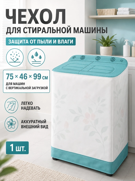 Чехол-накидка для стиральной машины, защита от пыли и влаги, 75 × 46 × 99 см, для дома - 