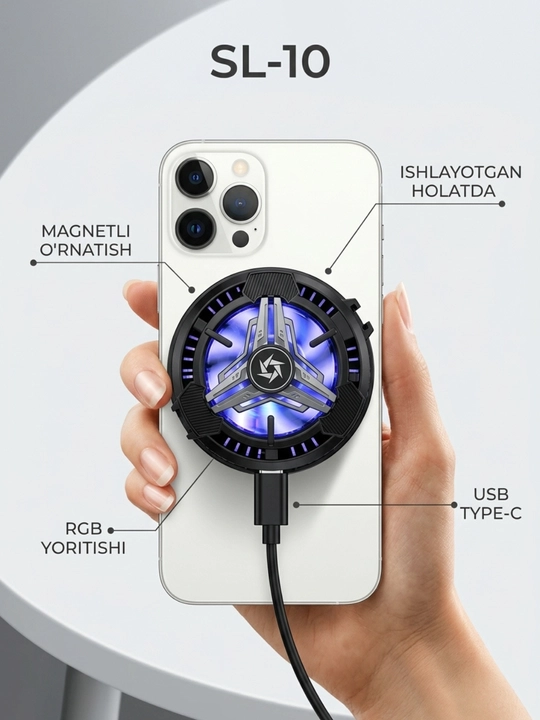 Магнитный кулер SL-10 для телефона с RGB-подсветкой