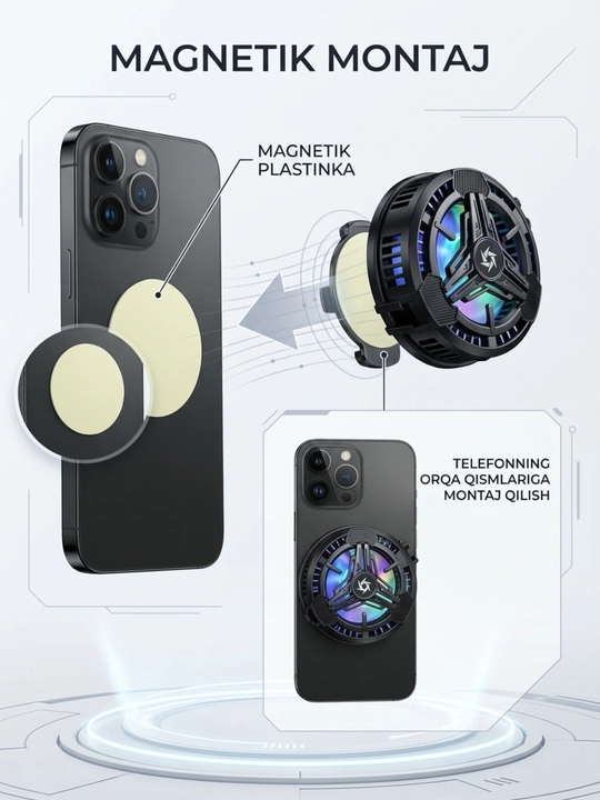 Магнитный кулер SL-10 для телефона с RGB-подсветкой
