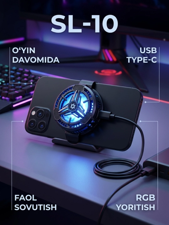 Магнитный кулер SL-10 для телефона с RGB-подсветкой
