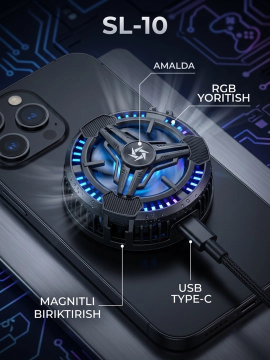Магнитный кулер SL-10 для телефона с RGB-подсветкой