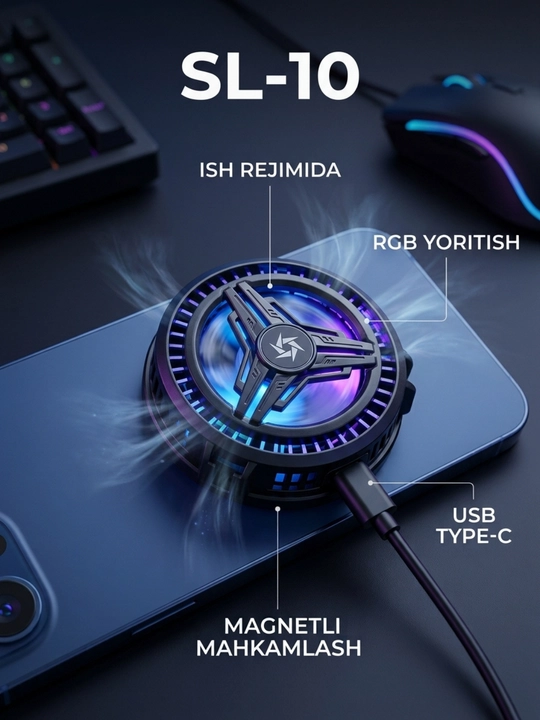 Магнитный кулер SL-10 для телефона с RGB-подсветкой