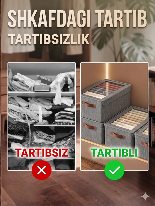 Narsalarni saqlash uchun organayzer-quti, savat, narsalar uchun organayzer, uy uchun