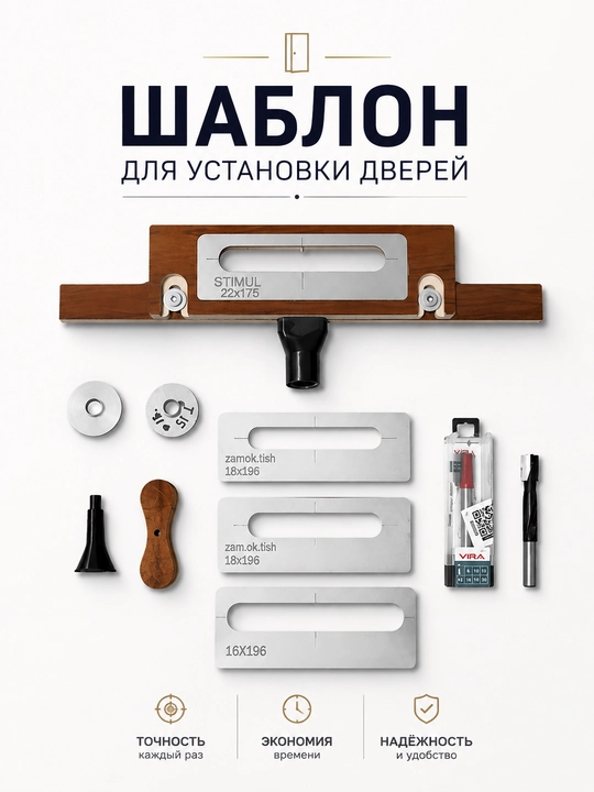Комплект шаблона для установки МДФ дверных замков и петель - 