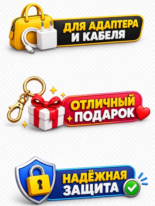 Прозрачный органайзер для проводов и кабелей, чехол для зарядки