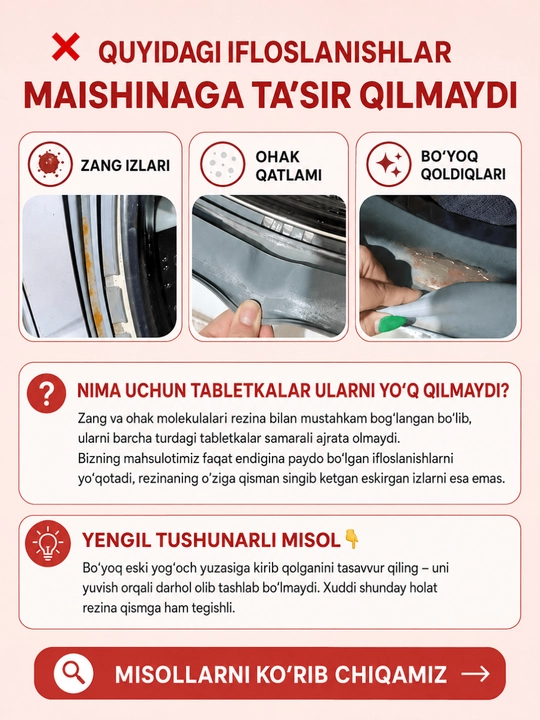 Kir yuvish mashina barabanini tozalash uchun tabletkalar