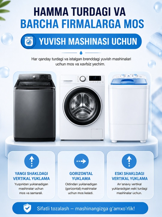 Kir yuvish mashina barabanini tozalash uchun tabletkalar