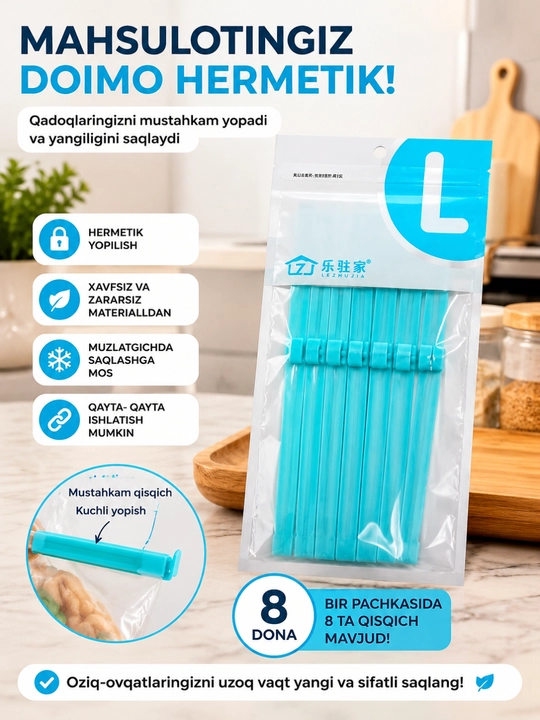 Слайдер пакеты L 25x30 см для еды, 8 шт, зип пакеты