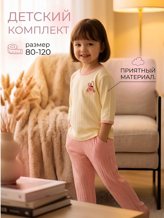 Комплект одежды, хлопок, домашняя одежда, 1-5 лет, пижамная детская одежда
