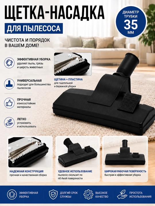 Щетка насадка для пылесоса, диаметр трубки, 35 мм