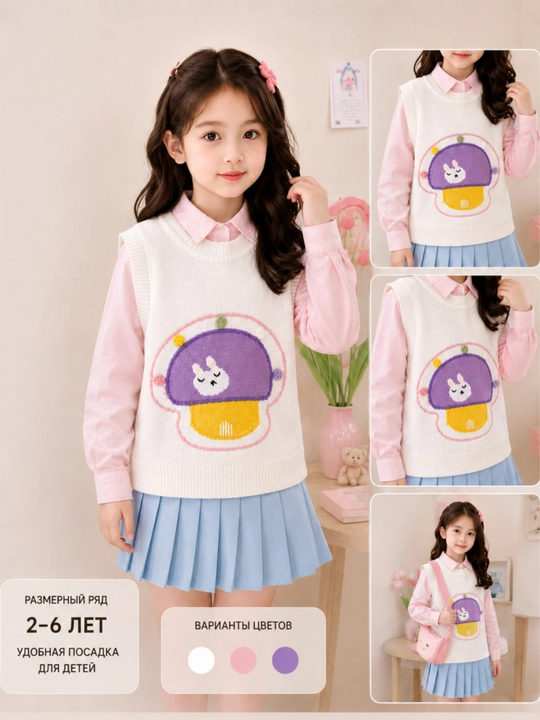 2-6 yosh qizlar uchun jilet, qalin bezruvkavka, Xitoy maxsuloti - 