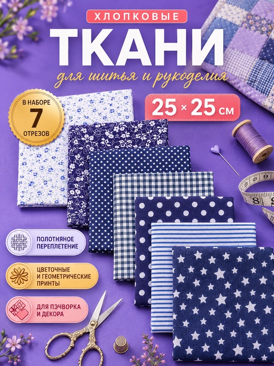 Paxtali matolar to‘plami pechvork, tikuvchilik va ijod uchun - 