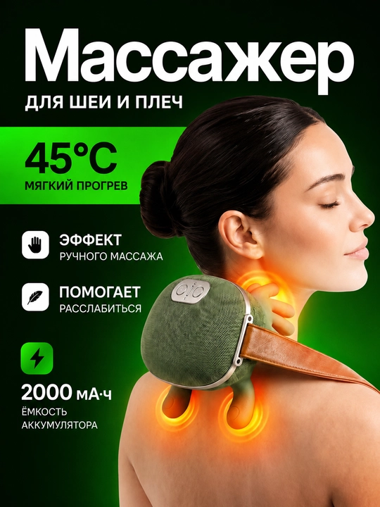 Беспроводной массажёр для шеи, ног, плеч и поясницы, 3 режима, для всего тела - 