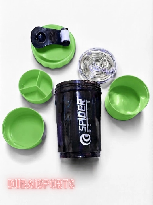 Sport sheyker 500 ml, protein uchun konteynerli, metall sharli fitnes shaker