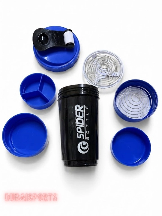 Sport sheyker 500 ml, protein uchun konteynerli, metall sharli fitnes shaker