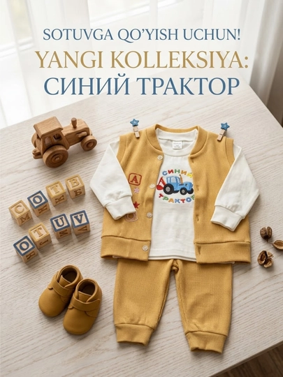 Kuzgi 3 qismli bolalar kiyimi — yumshoq, qulay va zamonaviy