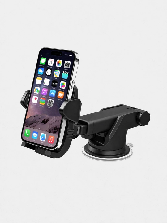 Avtomobil uchun telefon ushlagichi, vakuumli, 360° aylanuvchi, qora