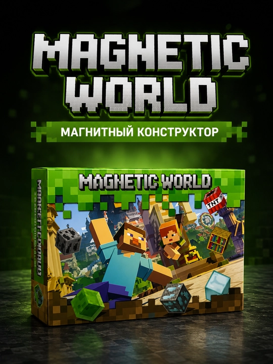 Магнитный конструктор Magnet World — 48 деталей, игровой набор для детей - 