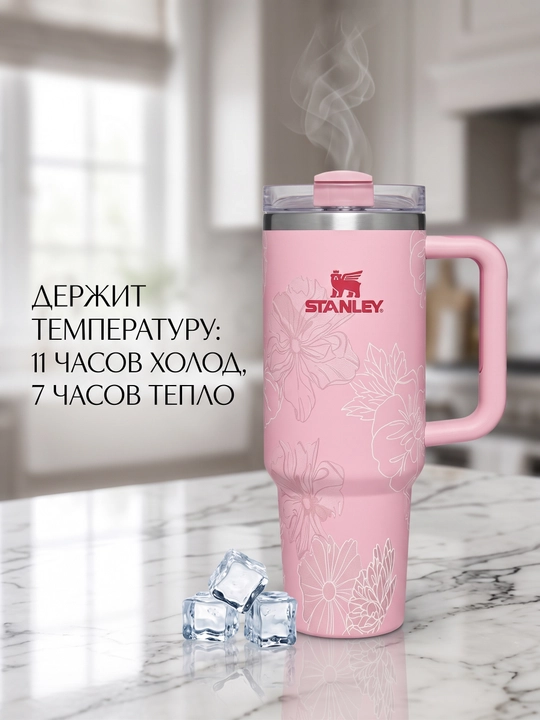 Термокружка Stanley с трубочкой и ручкой для напитков