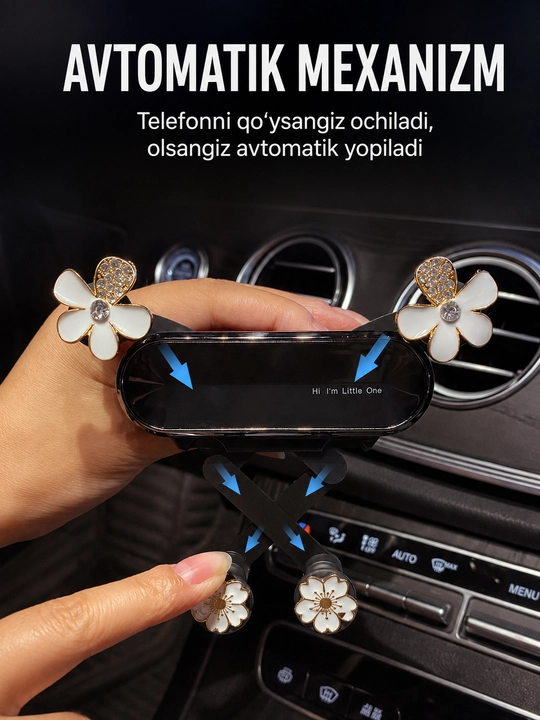 Avtomobil uchun telefon ushlagichi, deflektorga, gulli dizayn, ayollar uchun