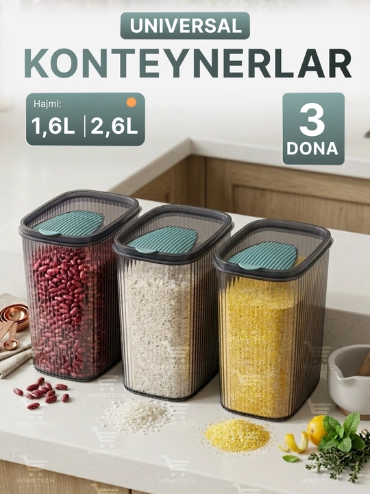 Konteynerlar to'plami ovqatni, shakar idish, kasha soladigan idish, guruchli nabor - 