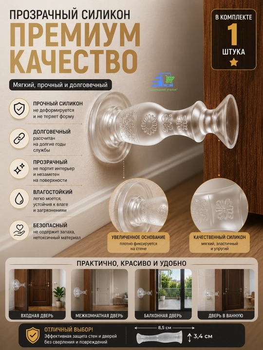 Eshik cheklagichi, devor uchun stoppa — shovqin va zarbadan himoya