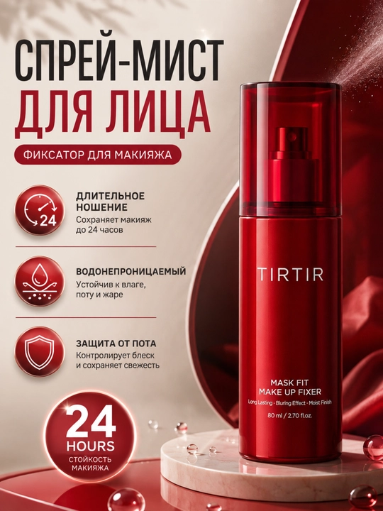 TIRTIR Mask Fit Make Up Fixer 80 мл — фиксирующий спрей для макияжа, продлевает стойкость - 