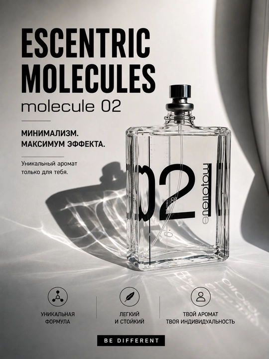 Escentric Molecules Molecule 02 unisex atir, Ambroksan, mushk, erkaklar, ayollar, parfum - 